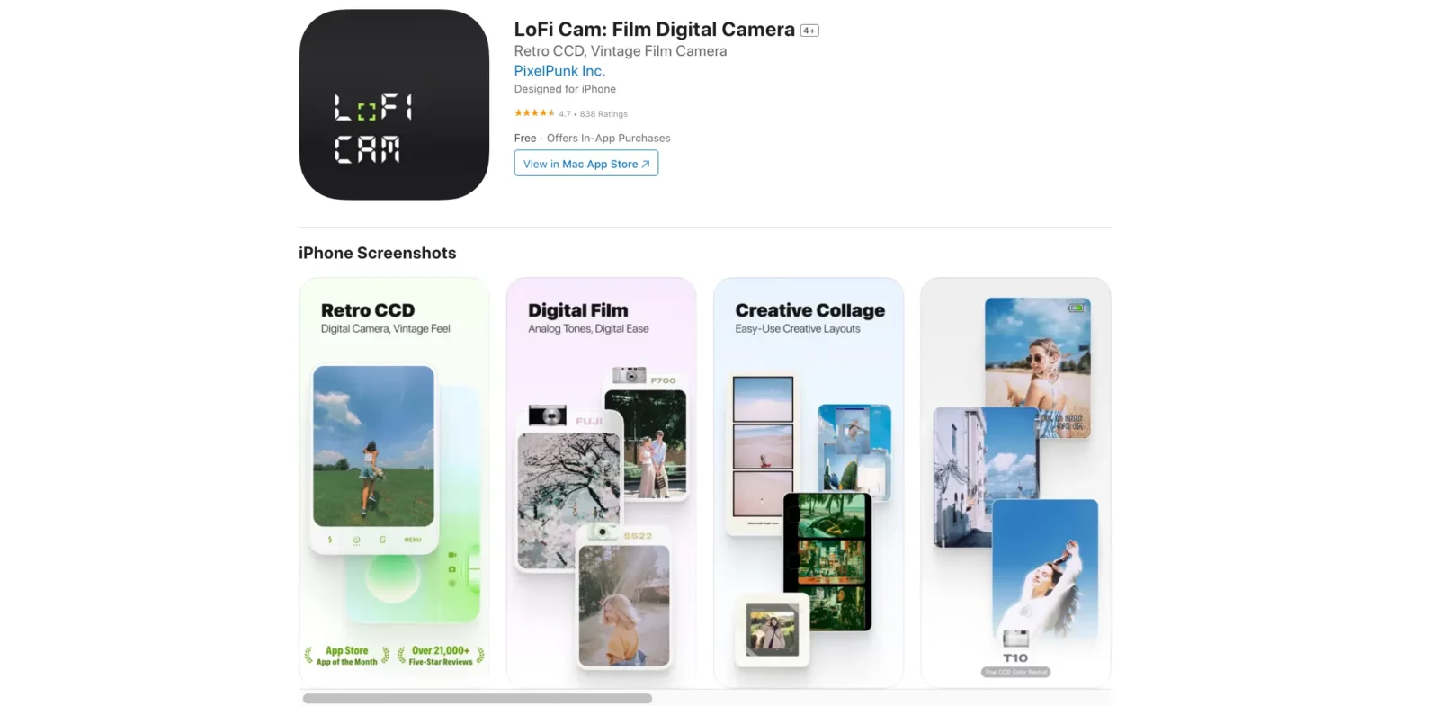 แอปฟิลเตอร์กล้องฟิล์ม LoFI Cam